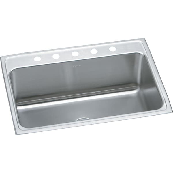 Lustertone Classic Stainless Steel 31" x 22" x 11-5/8" 5-Hole Single Bowl Drop-in Sink
